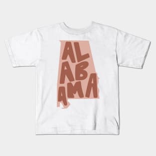 Alabama Doodle Letters Map Outline- crimson/red Kids T-Shirt